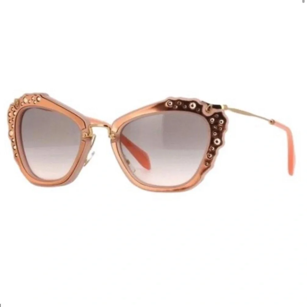 New Miu Miu MU04QS TV1-4K0 Matte Pink Butterfly Stone Frame Sunglasses Shades - Picture 4 of 15
